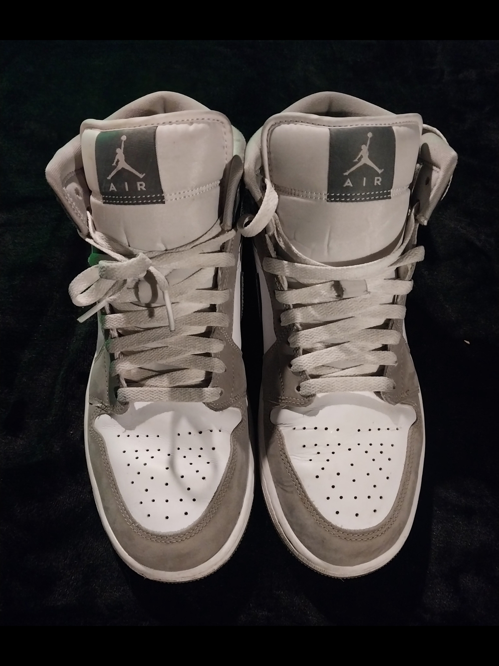 Jordan High-Top Sneakers in White & Gray